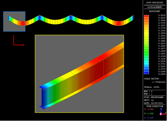 Figure 13	Displacement Contours in Deformed Configuration for Girder beam under 100-ton Capacity Crane