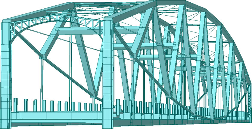 Figure 2 - General View of the Pine Creek Bridge Finite Element Model